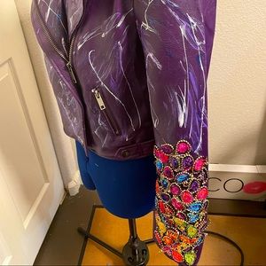 Custom made purple faux leather jacketj